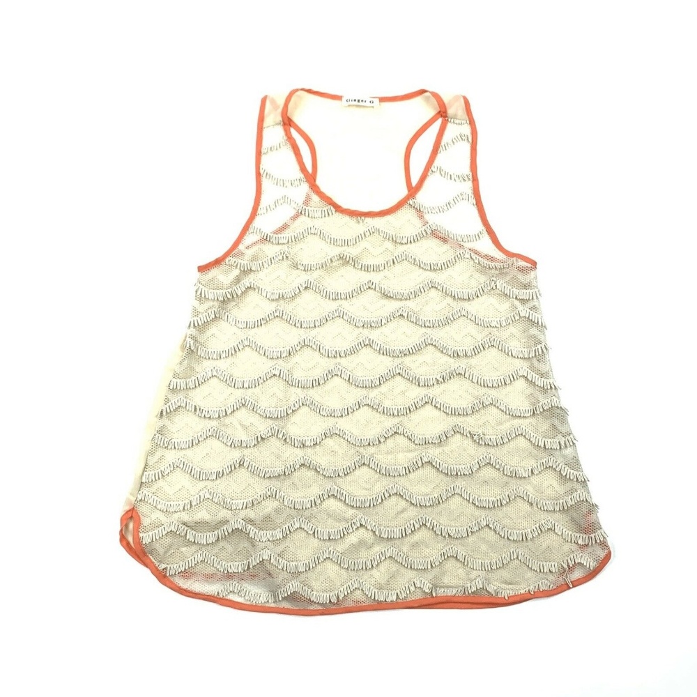 GINGER G IVORY TEXTURED RACER BACK TANK MEDIUM